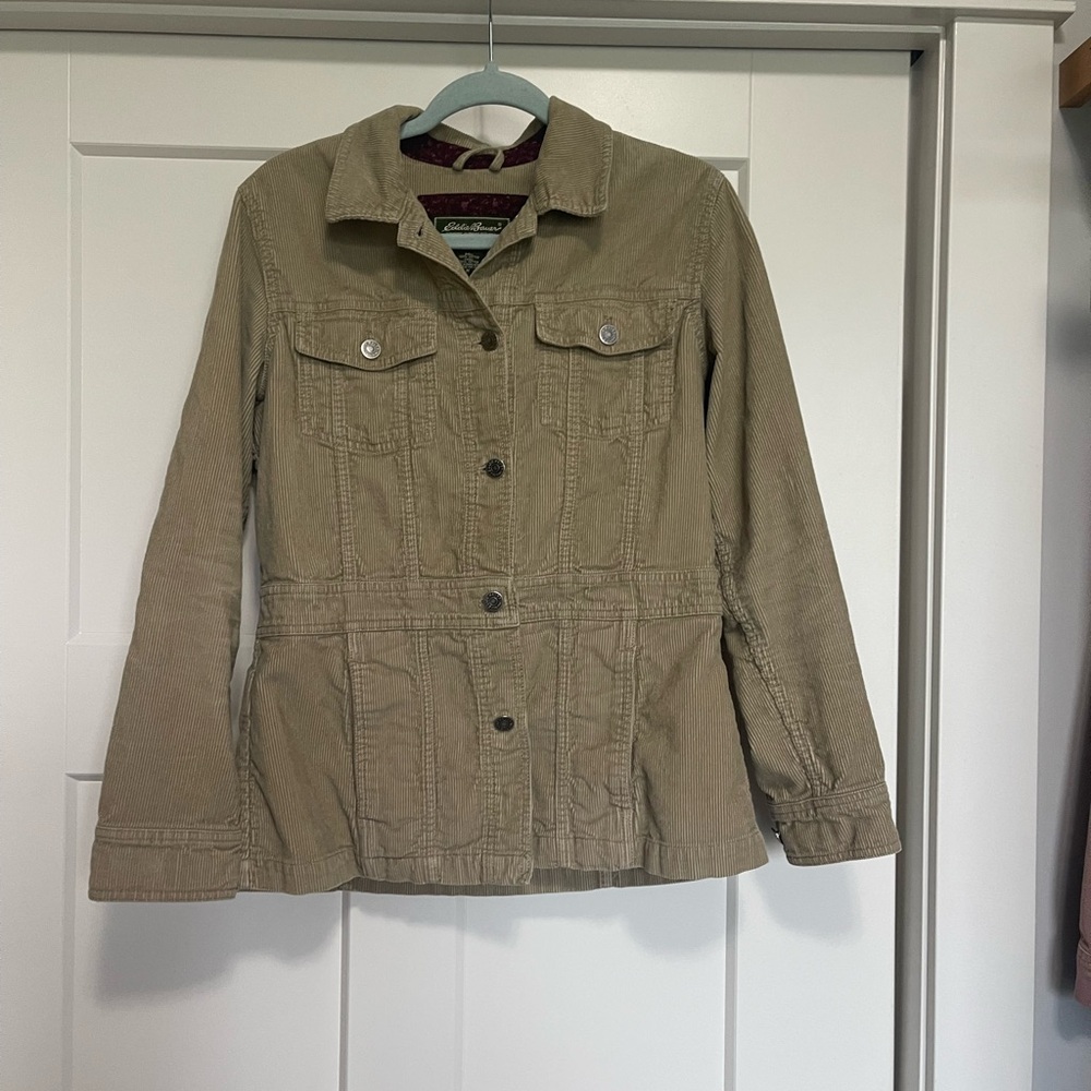 Eddie Bauer Tan Utility Jacket with Collared Neckline